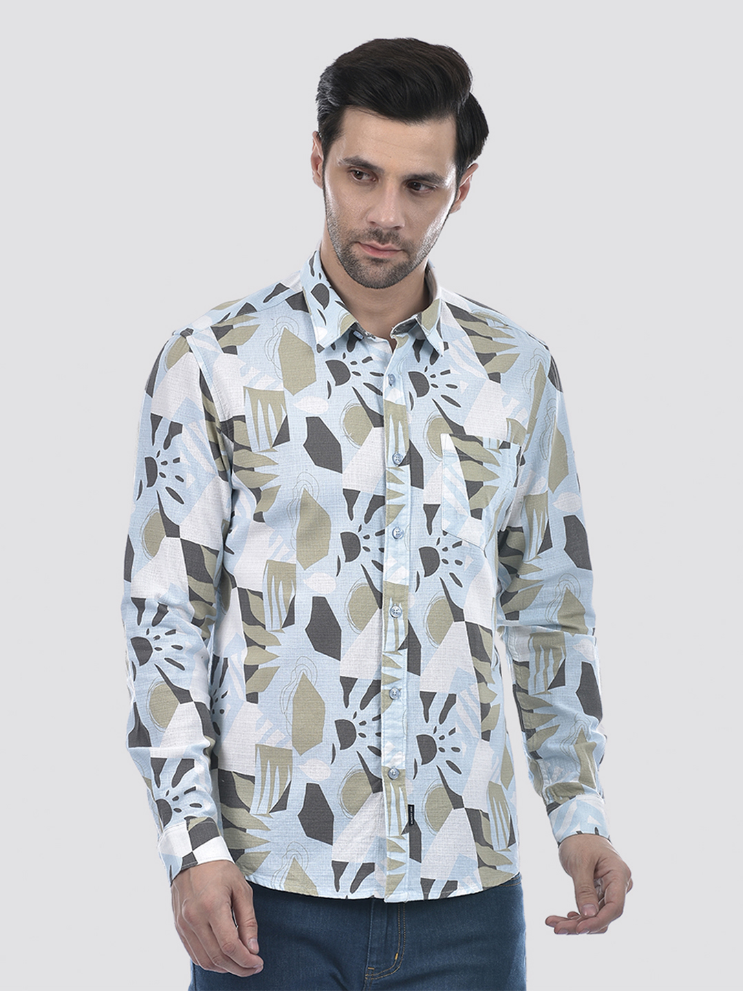 Numero Uno Men Abstract Blue Shirt